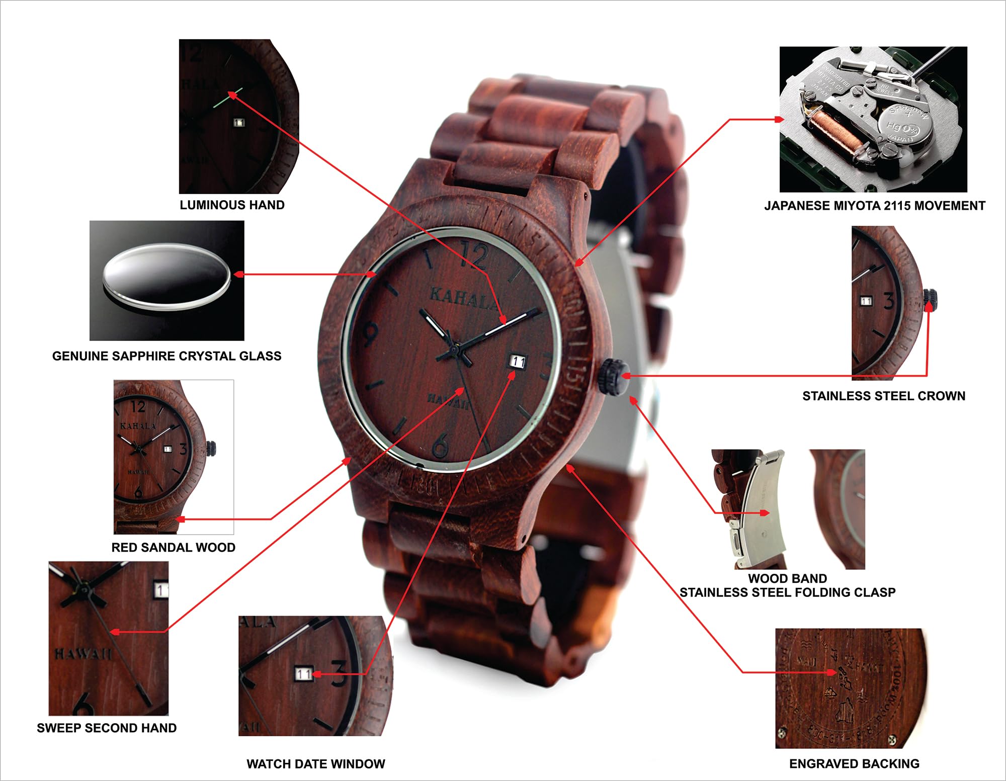 Hula Girl Handmade Hawaiian Wooden Watch (Kahala 68)