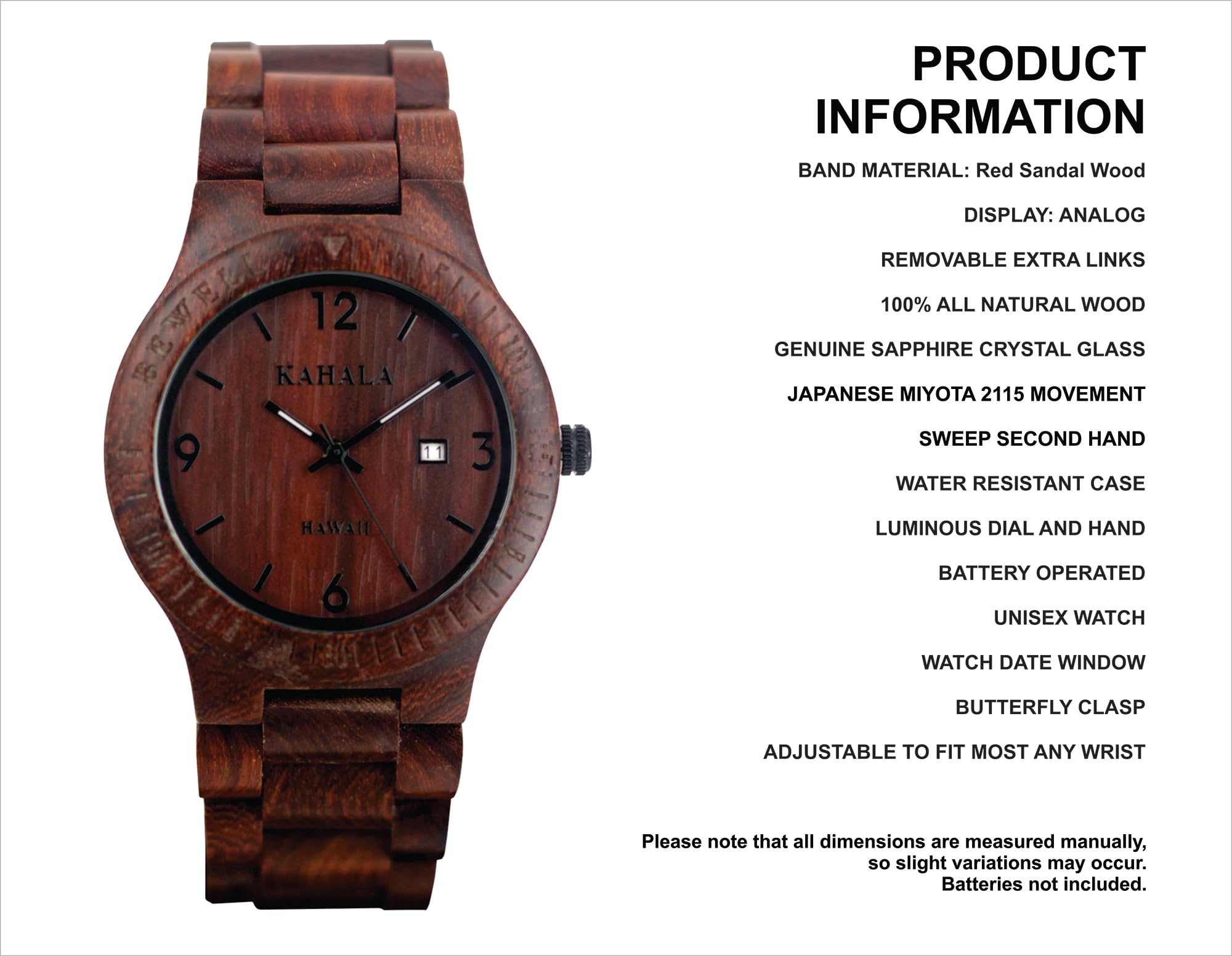 Hula Girl Handmade Hawaiian Wooden Watch (Kahala 68)