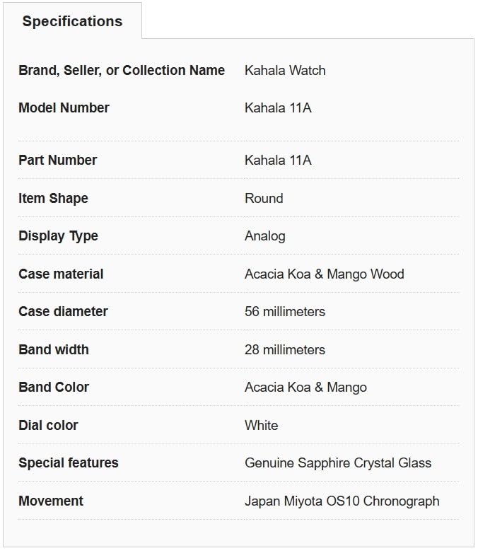 Hula Girl Handmade Hawaiian Wooden Watch (Kahala 11A)