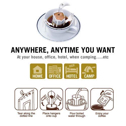 Hula Girl Drip Coffee Single Serve Pour Over (10% Kona Vanilla, Pack of 50)