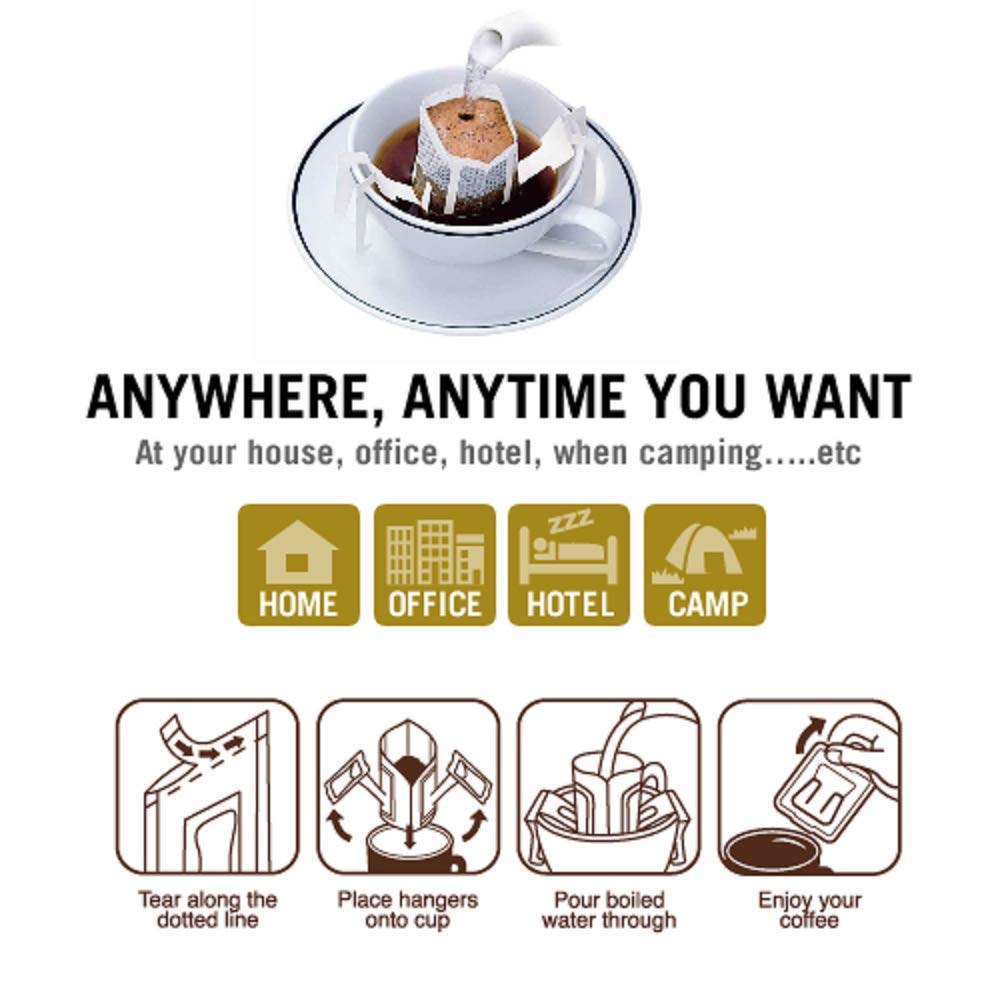 Hula Girl Drip Coffee Single Serve Pour Over (10% Kona Vanilla, Pack of 25)