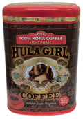 HULA GIRL 100% KONA Coffee Roasted Arabica Coffee Net Wt. 10.5 Ounce / 300 Grams Collector Tin