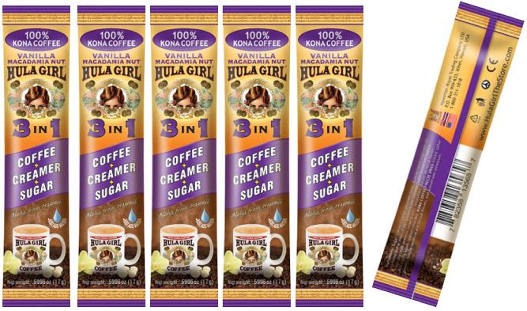 Hula Girl 100% Kona Coffee 3 in 1 Sachets