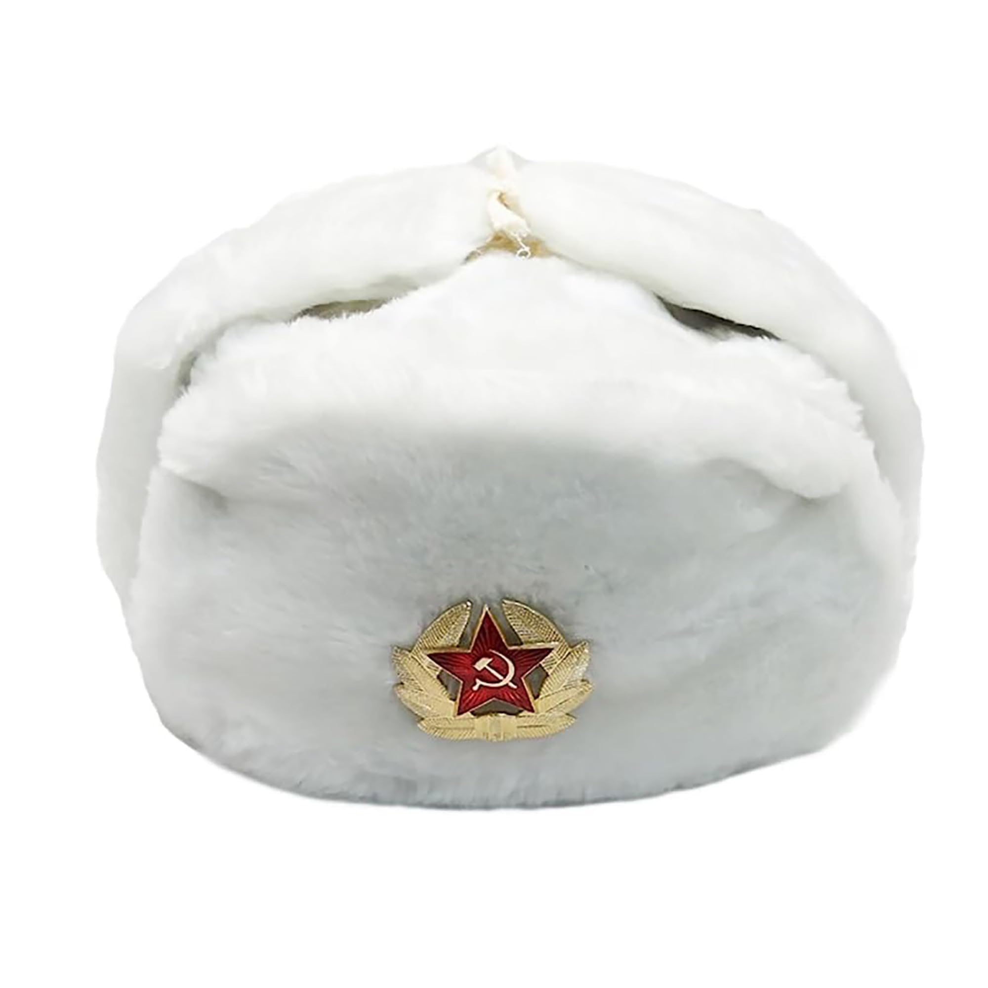 Winter Fur Ushanka Russian Hat with Secret Pocket and RED Star Emblem (Removable)