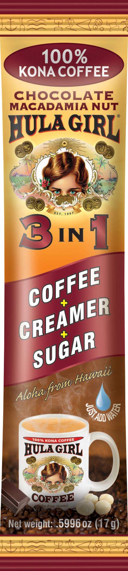 Hula Girl 100% Kona Coffee 3 in 1 Sachets