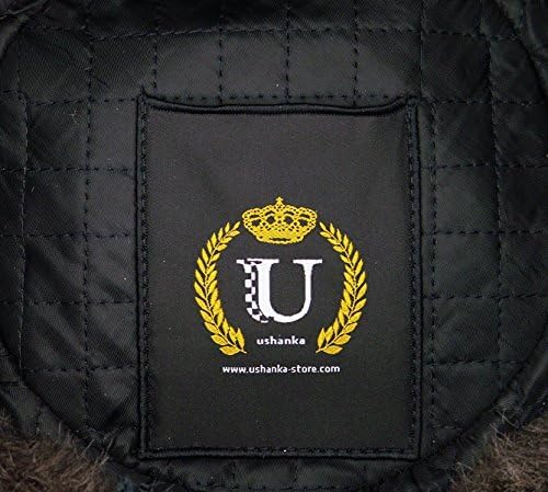 Winter Fur Ushanka Russian Hat with Secret Pocket and RED Star Emblem (Removable) (Medium, Silver Gray)