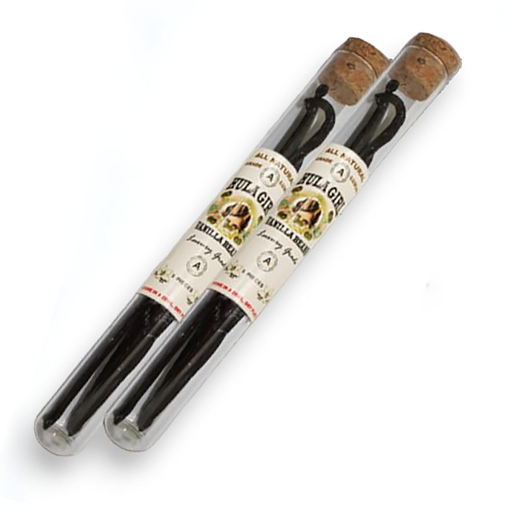 Hula Girl Indonesian Vanilla Beans Gourmet 6-7 Inches Long in Airtight Glass Tube