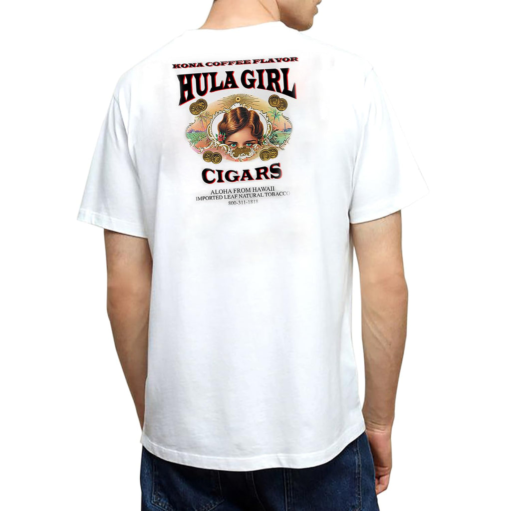 Hula Girl Cigar Logo Men's 100% Cotton Crew Neck T-Shirt Pre Shrunk Silk Screened