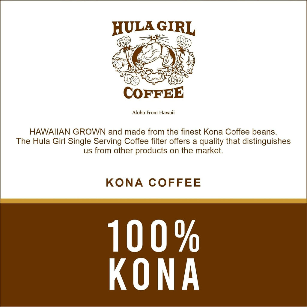 Hula Girl 100% Kona Coffee Single Serve for Keurig K-Cup Brewers, Medium Roast, Works in the New K2