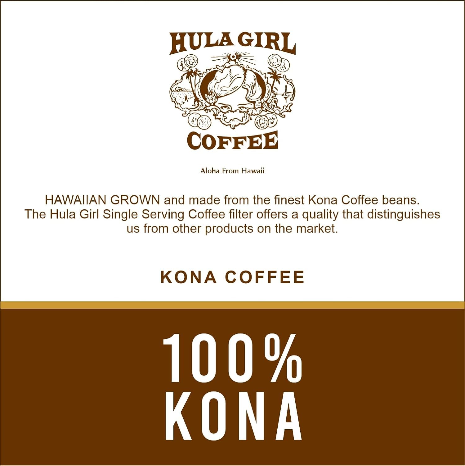 Hula Girl 100% Kona Coffee Single Serve for Keurig K-Cup Brewers, Medium Roast, Works in the New K2