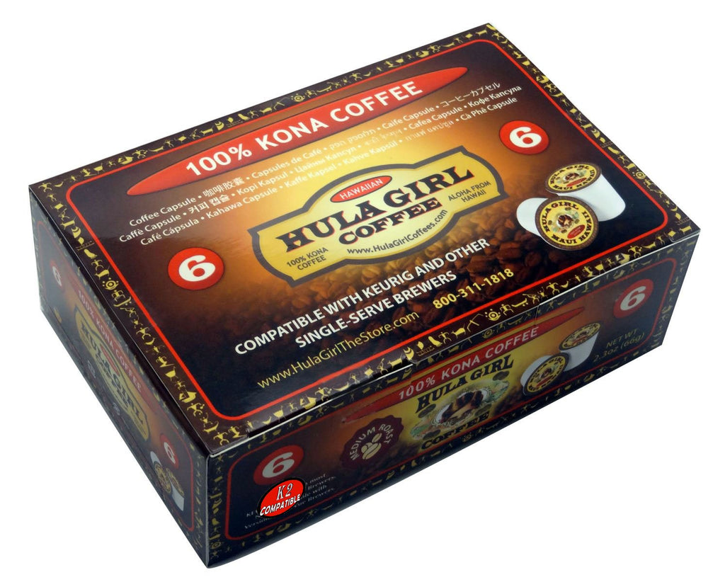Hula Girl 100% Kona Coffee Single Serve (3 boxes of 6)