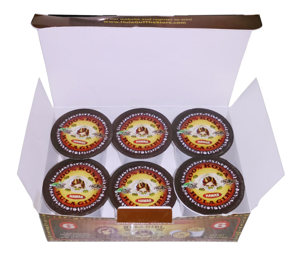 Hula Girl 100% Kona Coffee Single Serve (3 boxes of 6)