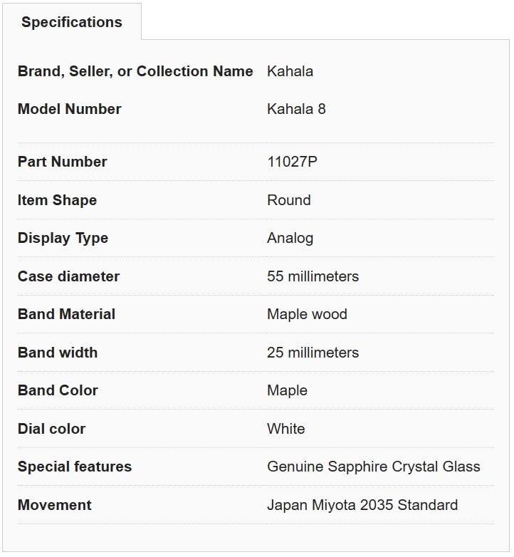 Hula Girl Handmade Hawaiian Wooden Watch (Kahala 8)