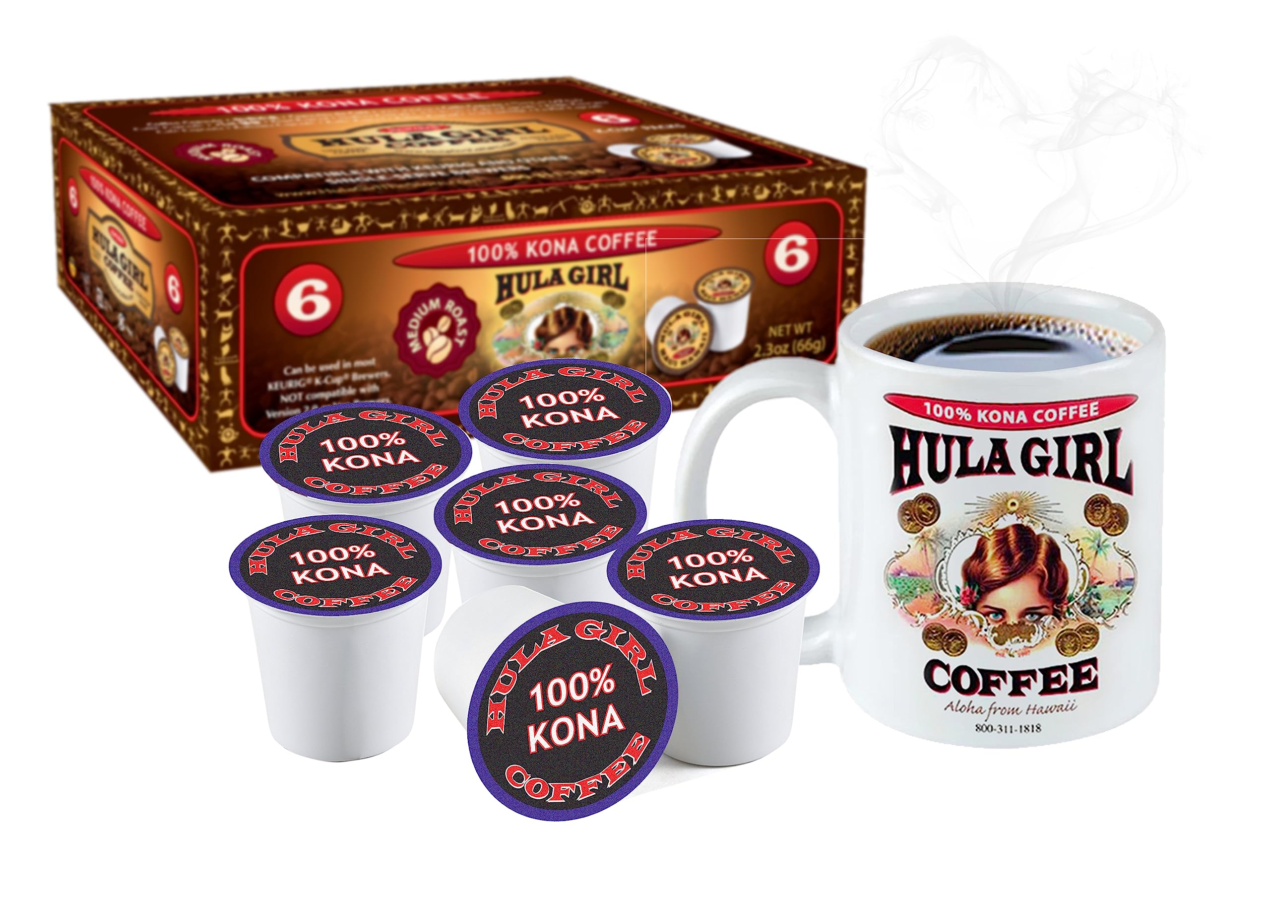 100% Kona Coffee Single Servings for Keurig Brewers (4 Box of 6) 100% Hawaiian Grown Beans, Farm Fresh