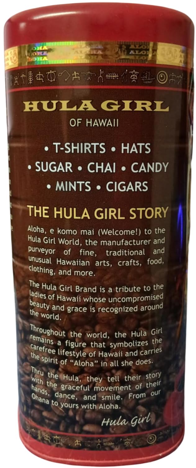 HULA GIRL 100% KONA Coffee Roasted Arabica Coffee Net Wt. 10.5 Ounce / 300 Grams Collector Tin