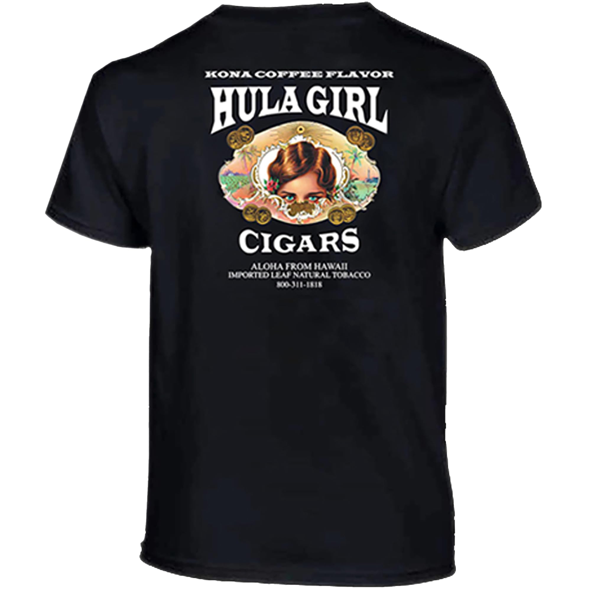 Hula Girl Cigar Logo Men's 100% Cotton Crew Neck T-Shirt Pre Shrunk Silk Screened