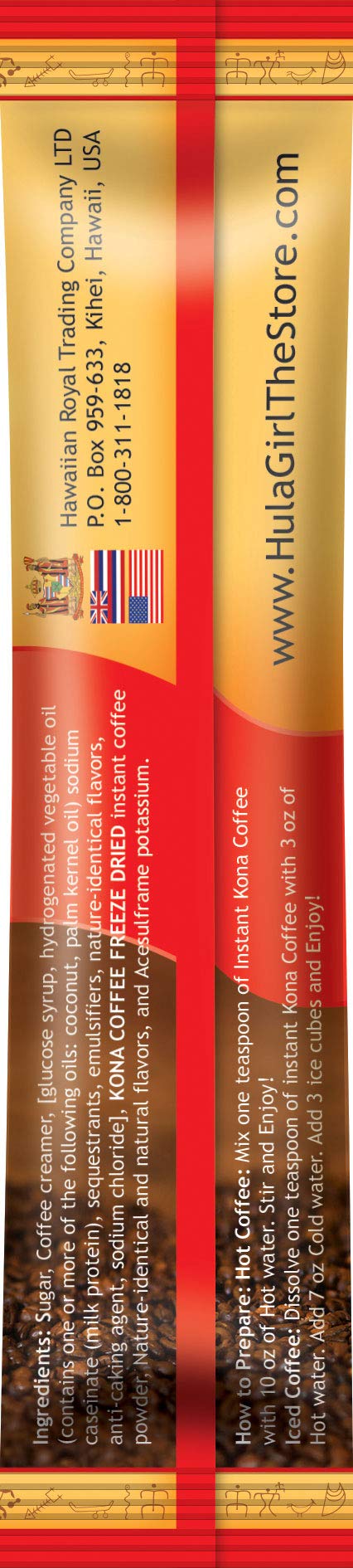 Hula Girl 100% Kona Coffee 3 in 1 Sachets