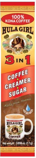 Hula Girl 100% Kona Coffee 3 in 1 Sachets