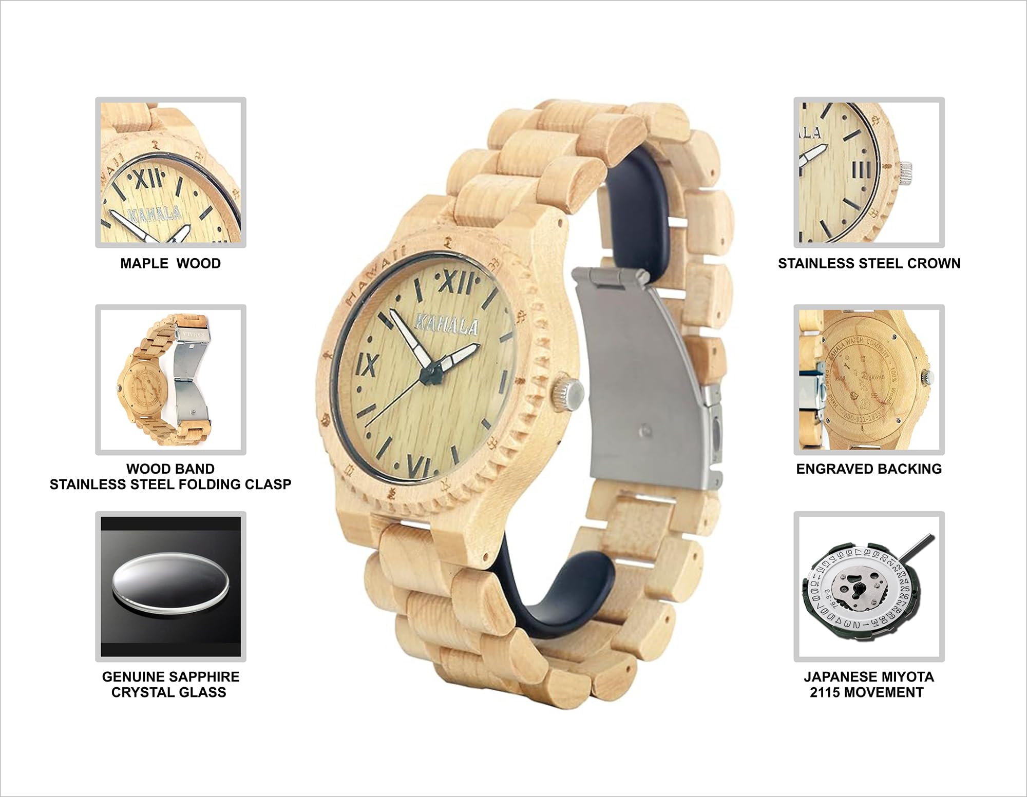 Hula Girl Handmade Hawaiian Wooden Watch (Kahala 8)