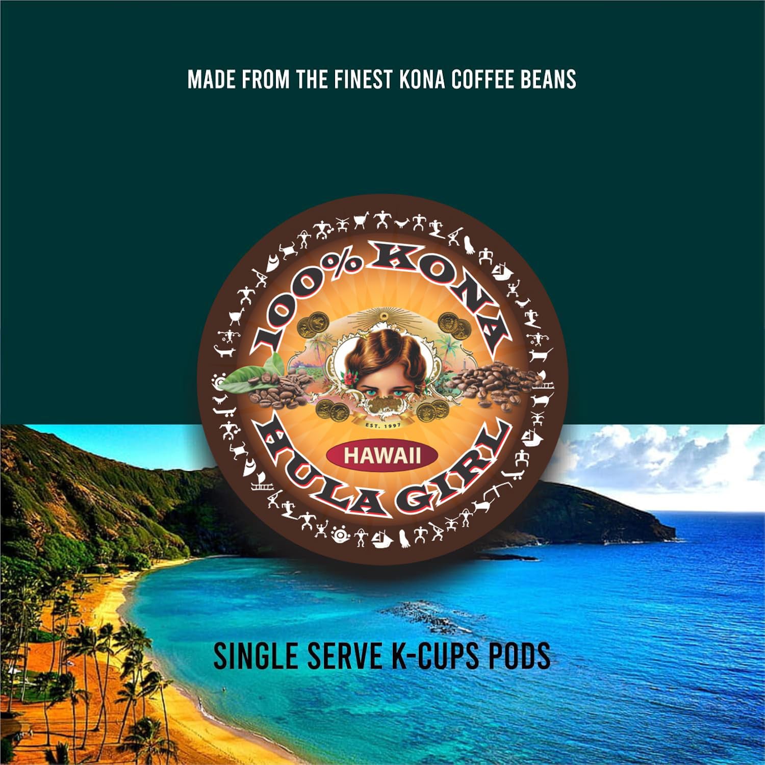 Hula Girl 100% Kona Coffee Single Servings for Keurig Brewers
