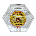 Hula Girl Three Cigar Crystal Ashtray w/Petroglyph