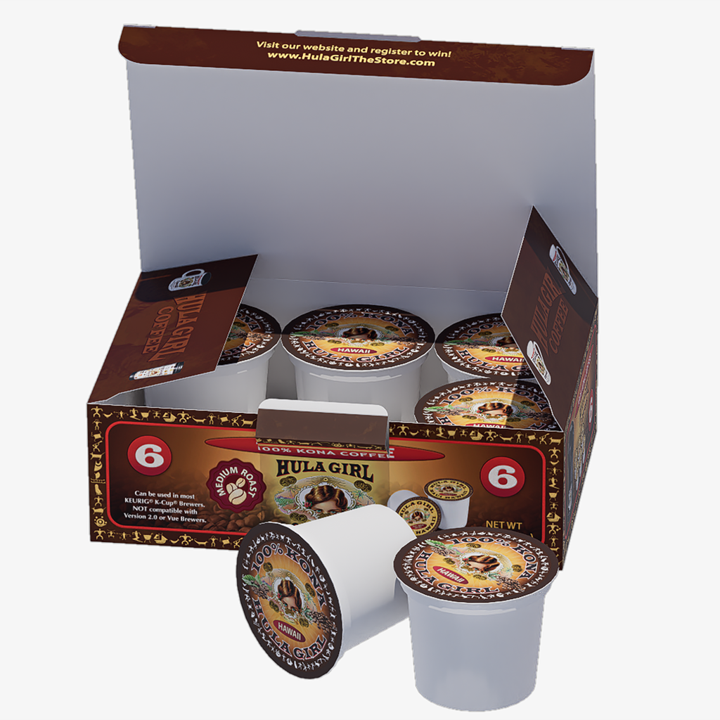 Hula Girl 100% Kona Coffee Single Serve for Keurig K-Cup Brewers, Medium Roast, Works in the New K2