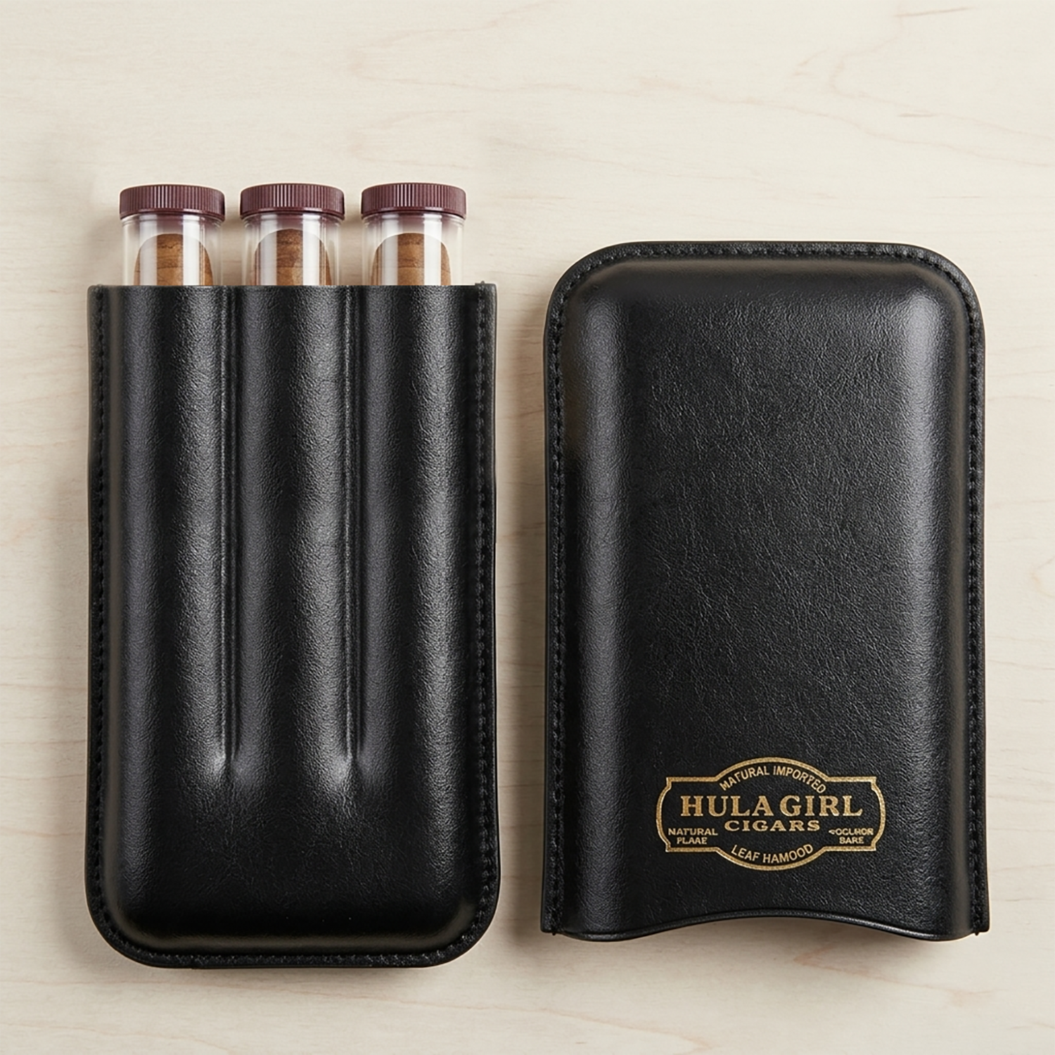 Leather Cigar Case - Holds 3 Cigars