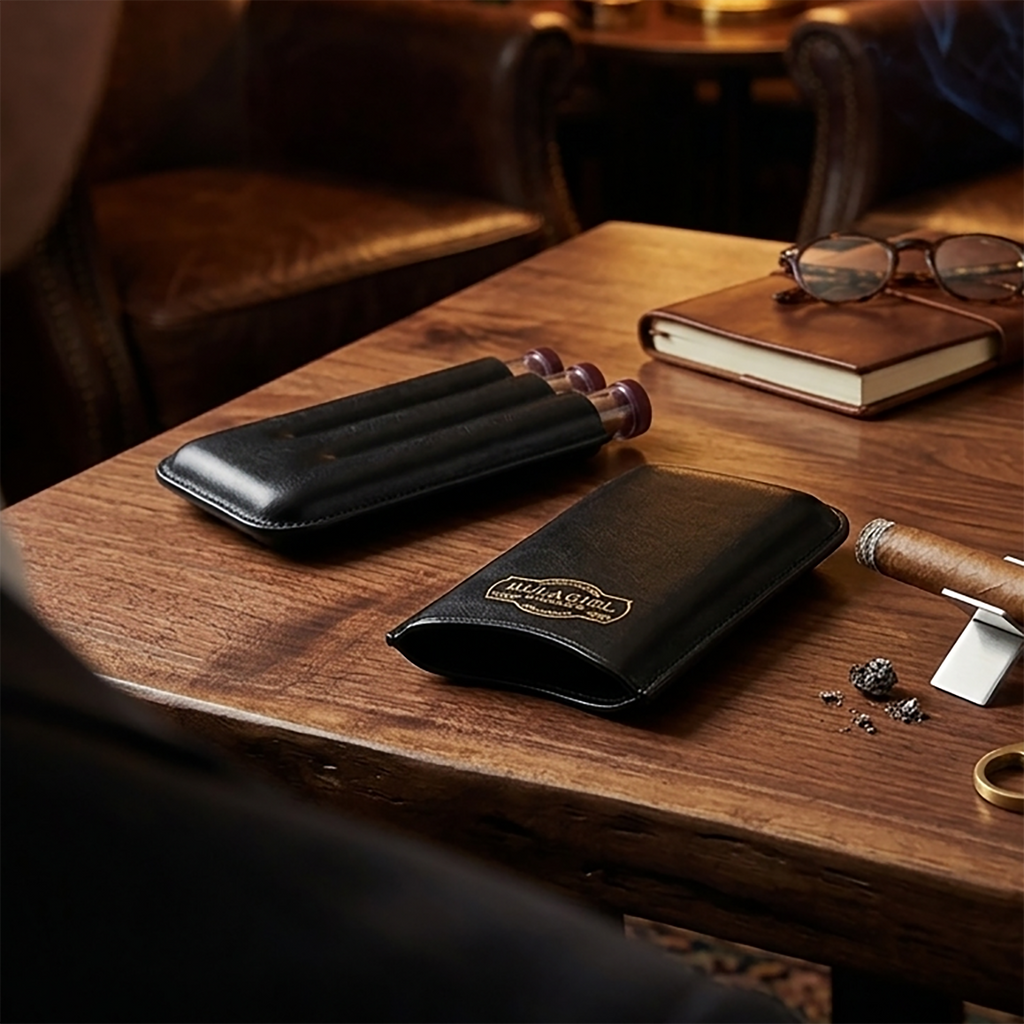 Leather Cigar Case - Holds 3 Cigars