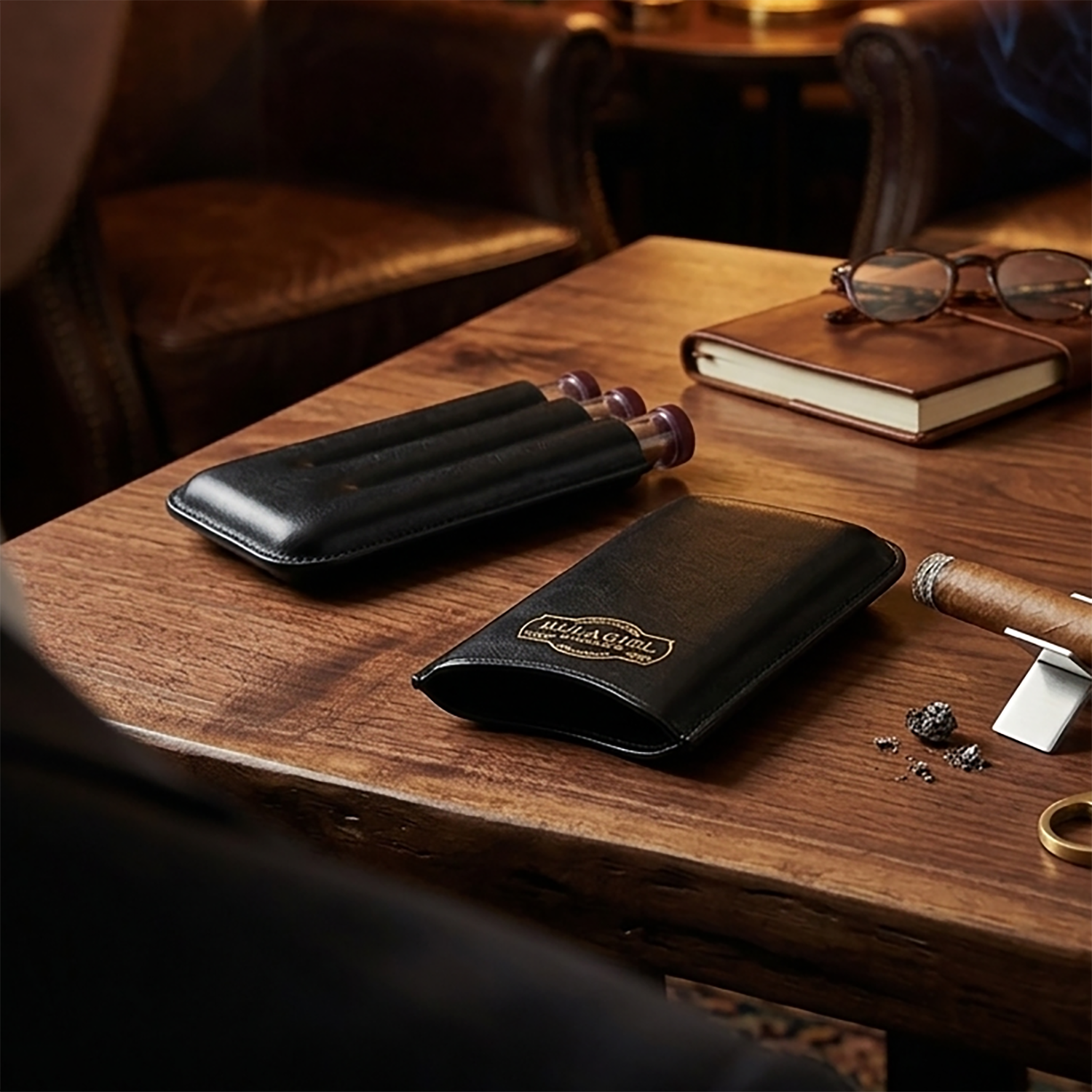 Leather Cigar Case - Holds 3 Cigars