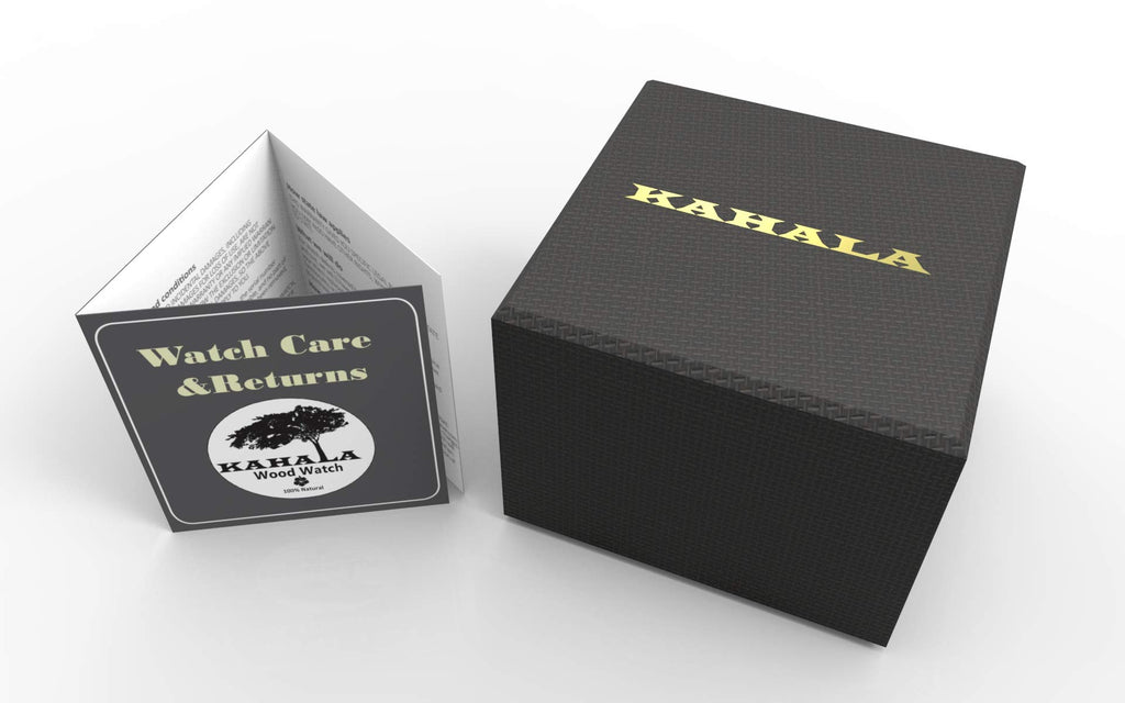 Kahala Handmade Bamboo Watch Made with Hawaiian Petroglyphs and Cowhide Leather Strap Brand- HGW-26B39