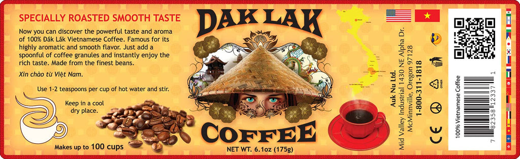 100% Dak Lak Vietnamese Coffee Instant Freeze Dried 6.1 oz/175g Jar