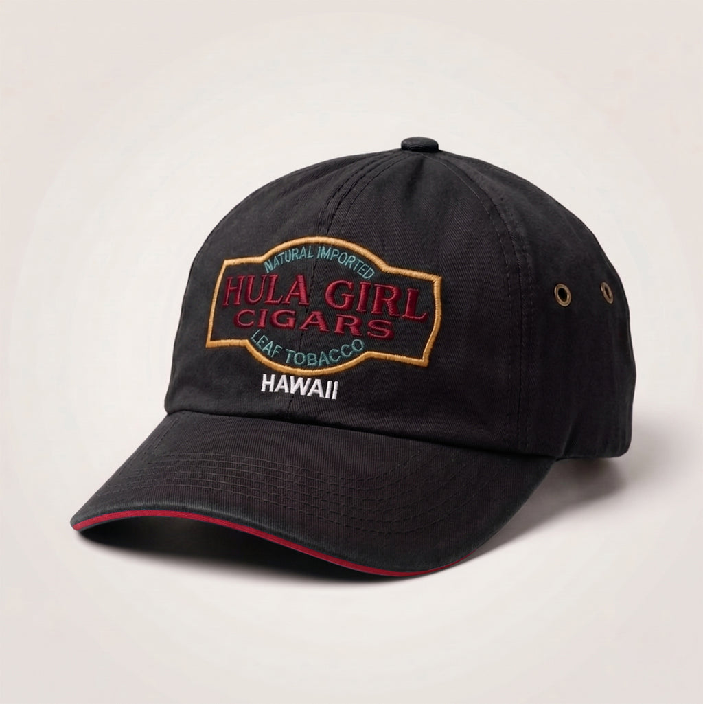 Hula Girl Cigar Logo Hat with Secret Pocket Closed Back Deluxe