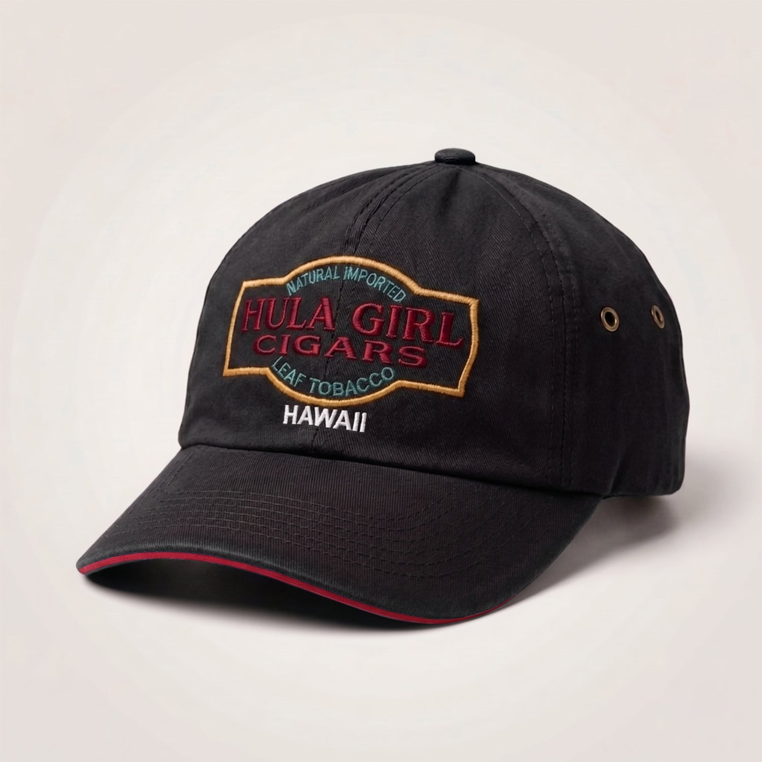 Hula Girl Cigar Logo Hat with Secret Pocket Closed Back Deluxe