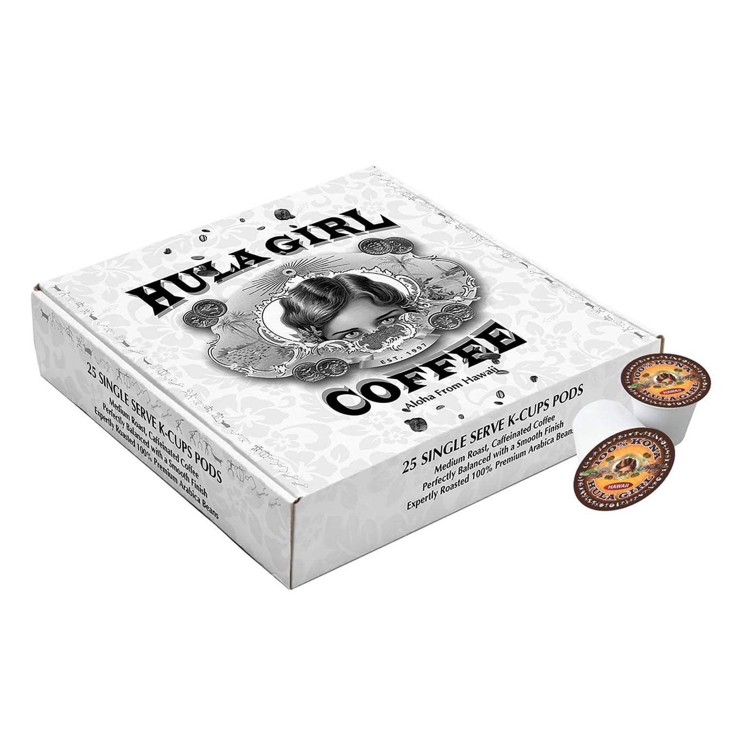 Hula Girl 100% Kona Coffee Single Serve for Keurig K-Cup Brewers, Medium Roast, Works in the New K2