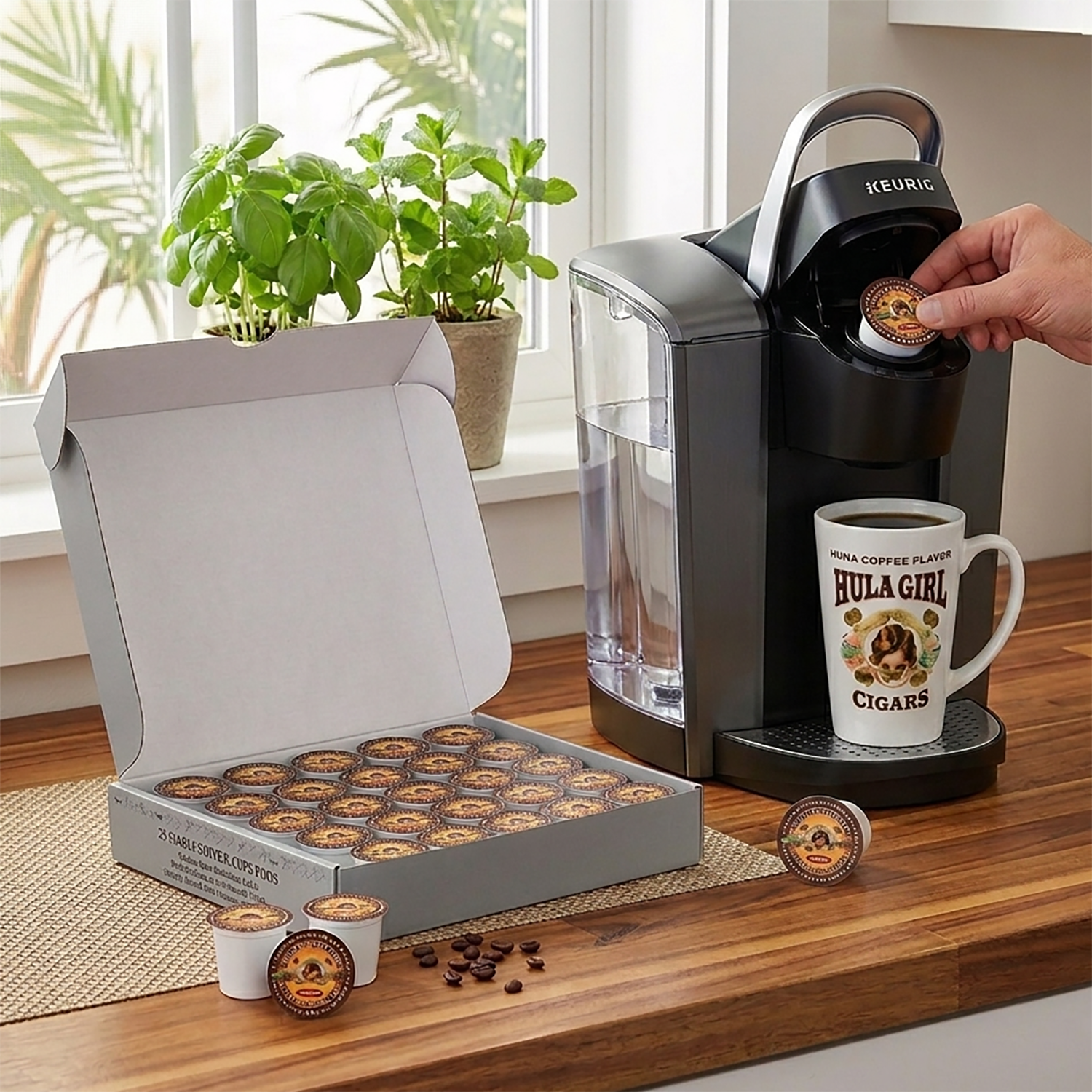 Hula Girl 100% Kona Coffee Single Servings for Keurig Brewers