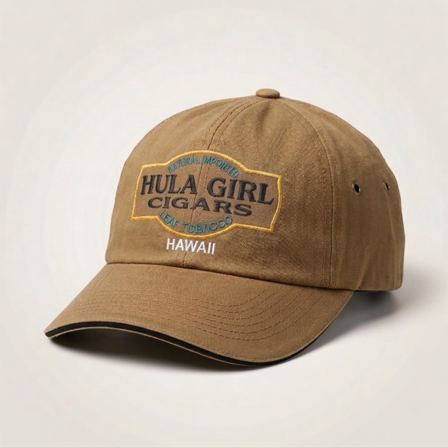Hula Girl Cigar Logo Hat with Secret Pocket Closed Back Deluxe