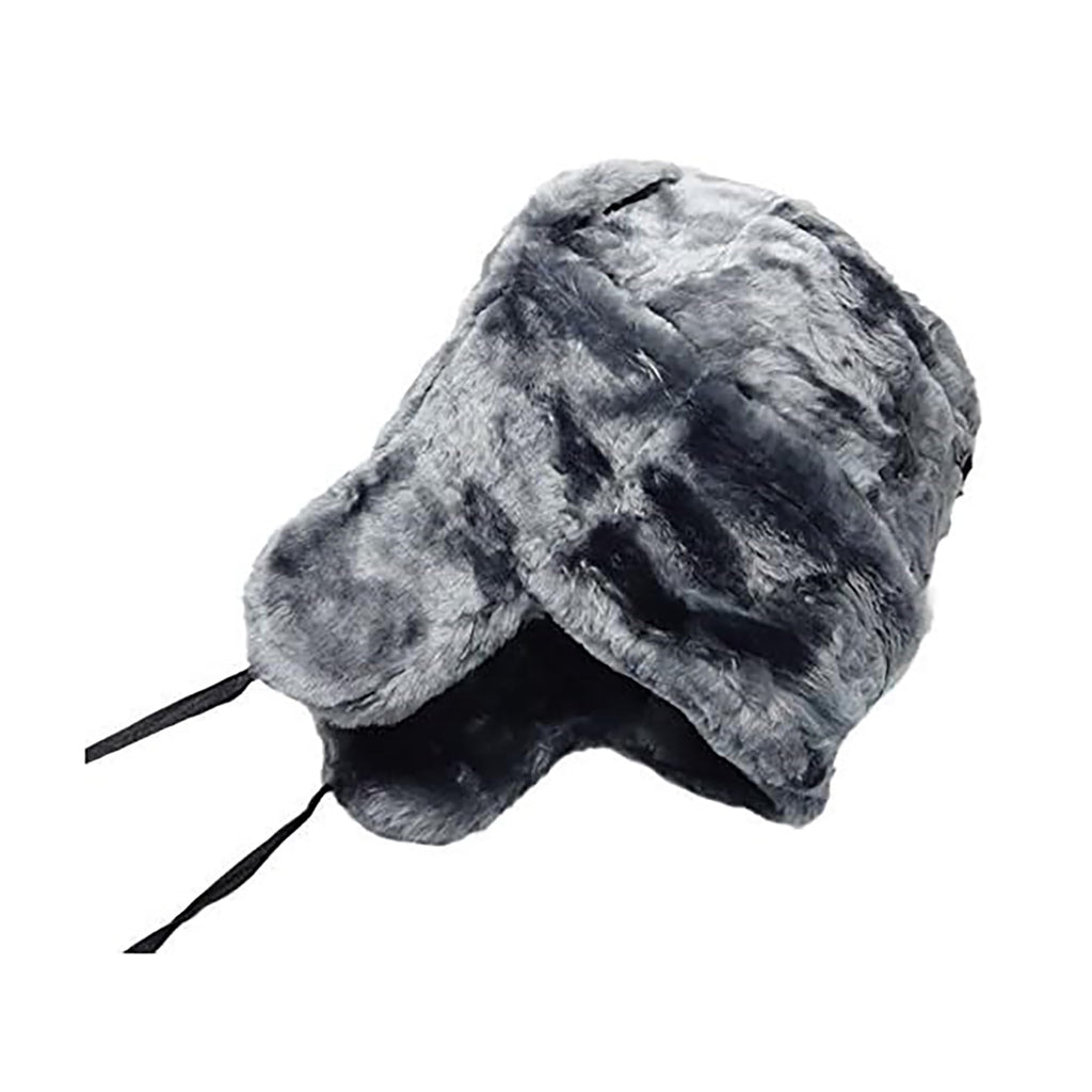Silver Gray Fur Winter Ushanka Russian Hat Large Size with Secret Pocket and RED Star Emblem (Removable)