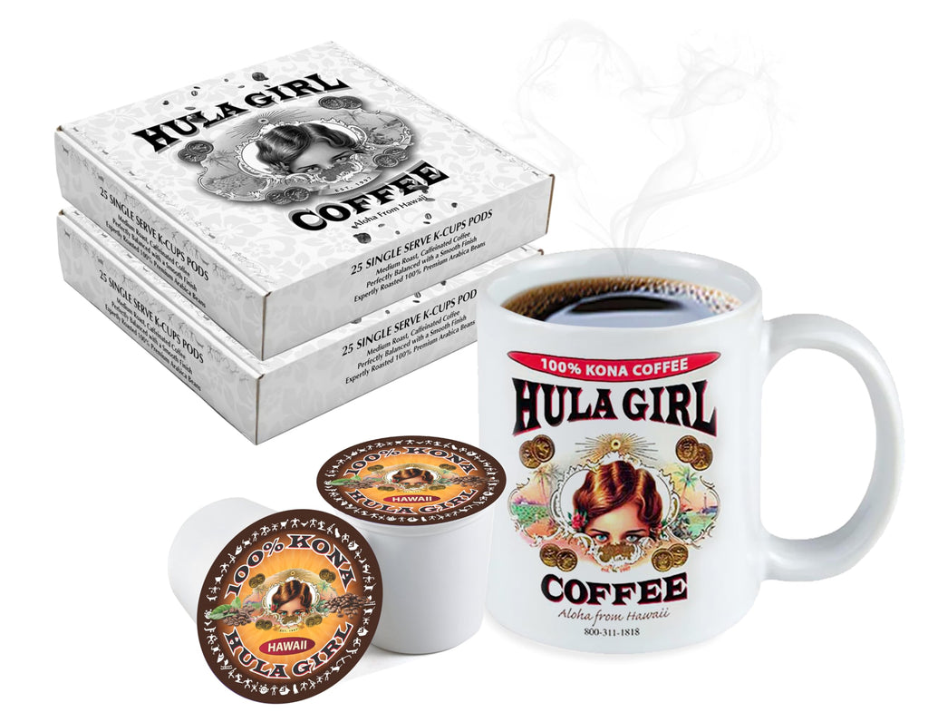 Hula Girl 100% Kona Coffee Single Servings for Keurig Brewers