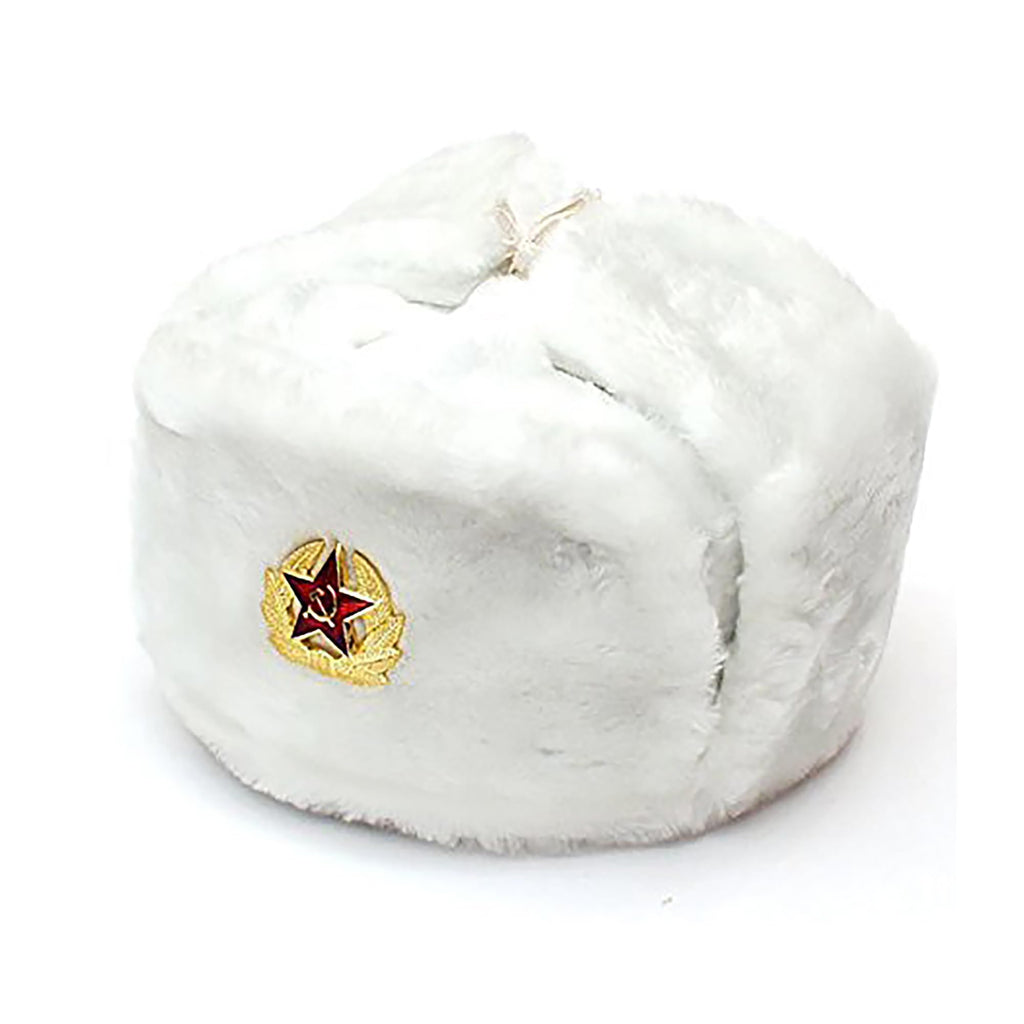 Winter Fur Ushanka Russian Hat with Secret Pocket and RED Star Emblem (Removable)
