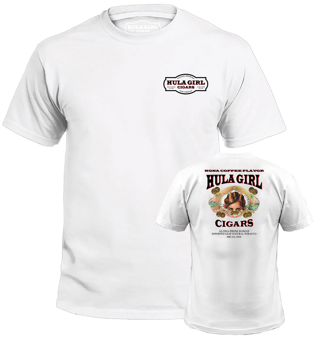 Hula Girl Cigar Logo Men's 100% Cotton Crew Neck T-Shirt Pre Shrunk Silk Screened