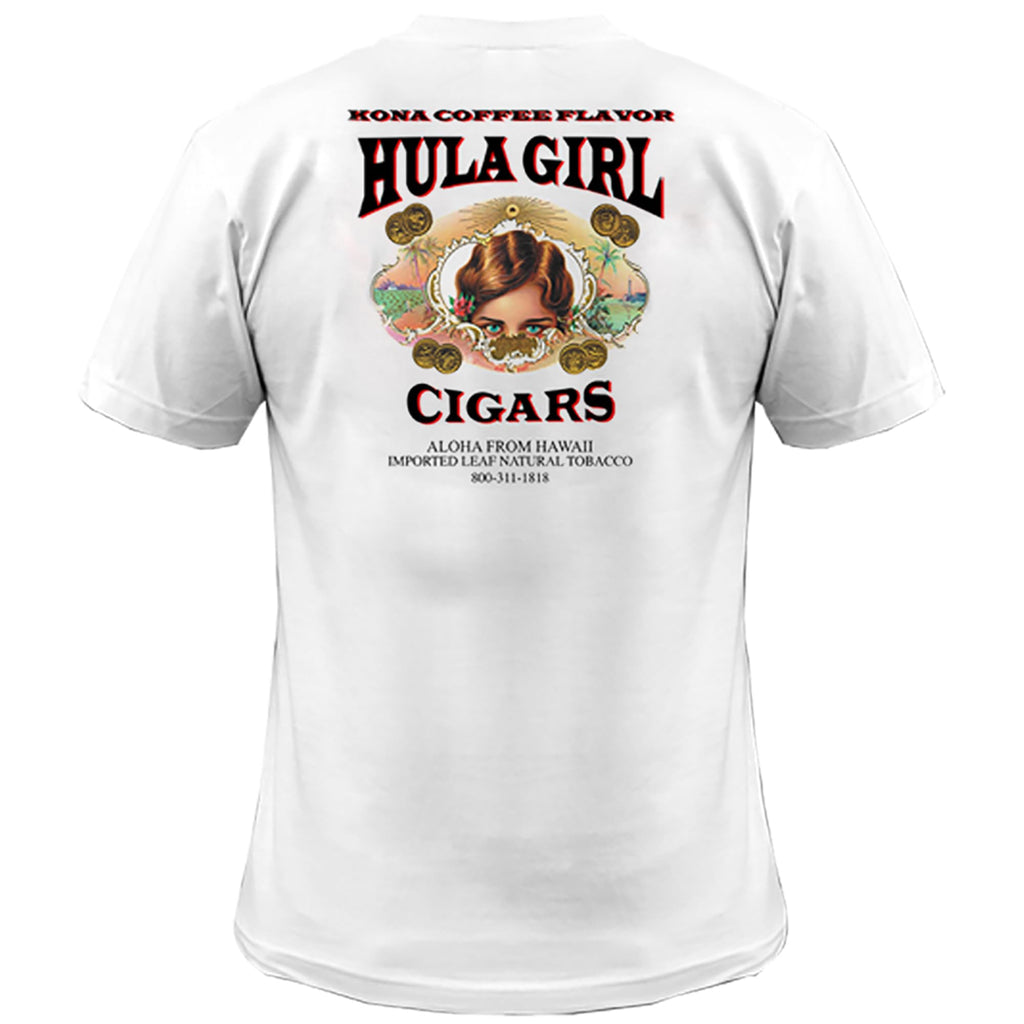 Hula Girl Cigar Logo Men's 100% Cotton Crew Neck T-Shirt Pre Shrunk Silk Screened