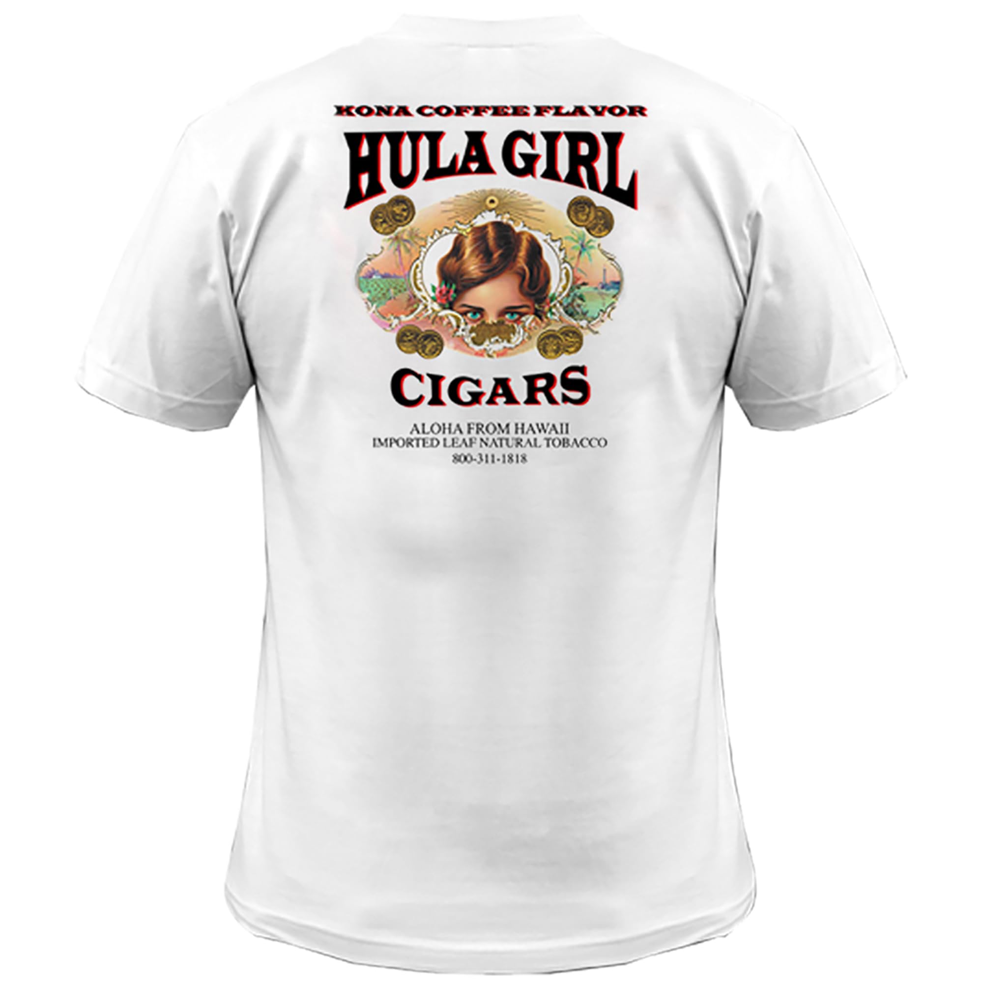Hula Girl Cigar Logo Men's 100% Cotton Crew Neck T-Shirt Pre Shrunk Silk Screened