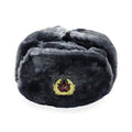 Gray Fur Winter Ushanka Hat with RED STAR Emblem (X-LARGE)