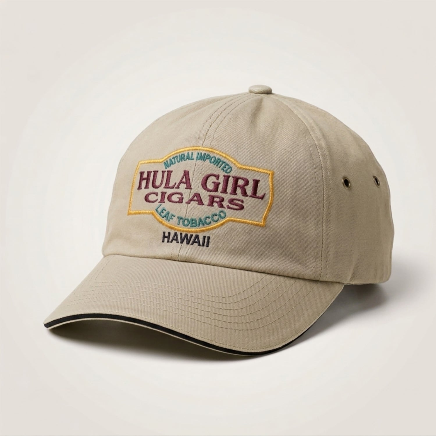 Hula Girl Cigar Logo Hat with Secret Pocket Closed Back Deluxe